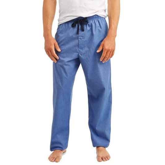 Hanes Men's & Big Men's Woven Plaid Stretchy Sleep Pant, Medium Light Blue