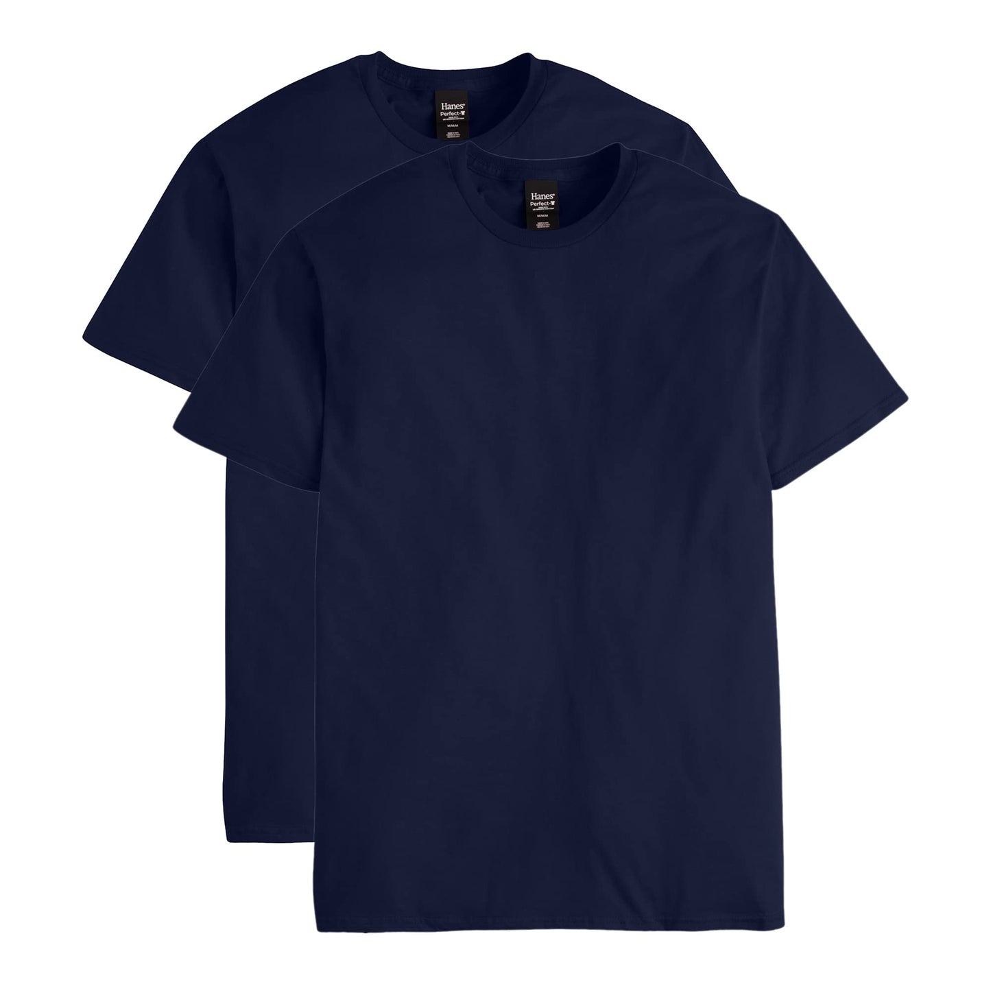 Hanes Men's Nano Premium Cotton T-Shirt (Pack of 2), Navy, Large
