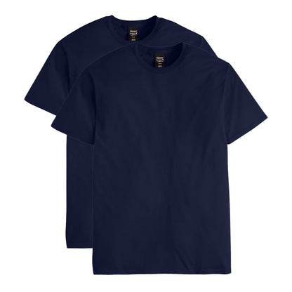 Hanes Men's Nano Premium Cotton T-Shirt (Pack of 2), Navy, Large