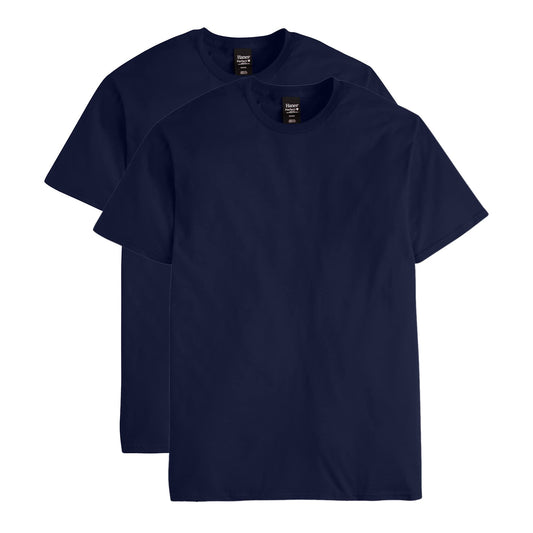 Hanes Men's Nano Premium Cotton T-Shirt (Pack of 2), Navy, Large