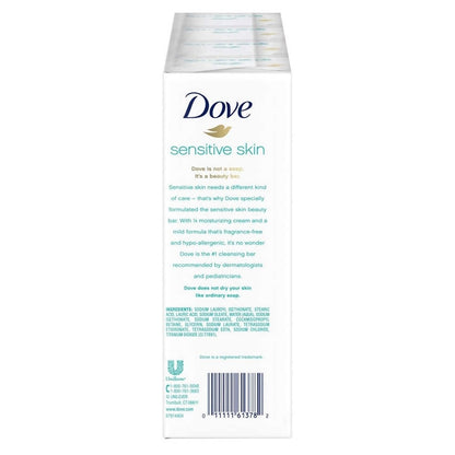 PACK OF 16 BARS Dove Unscented Beauty Soap Bar: SENSITIVE SKIN