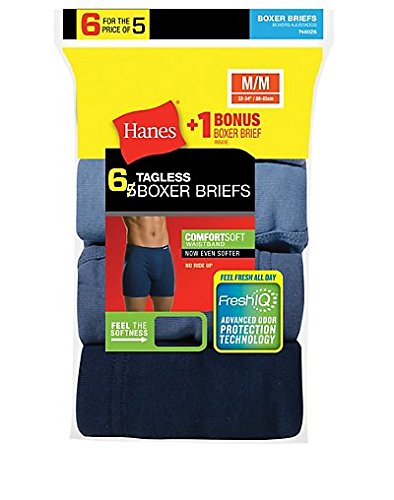 Hanes Men`s Tagless Boxer Briefs with ComfortSoft Waistband