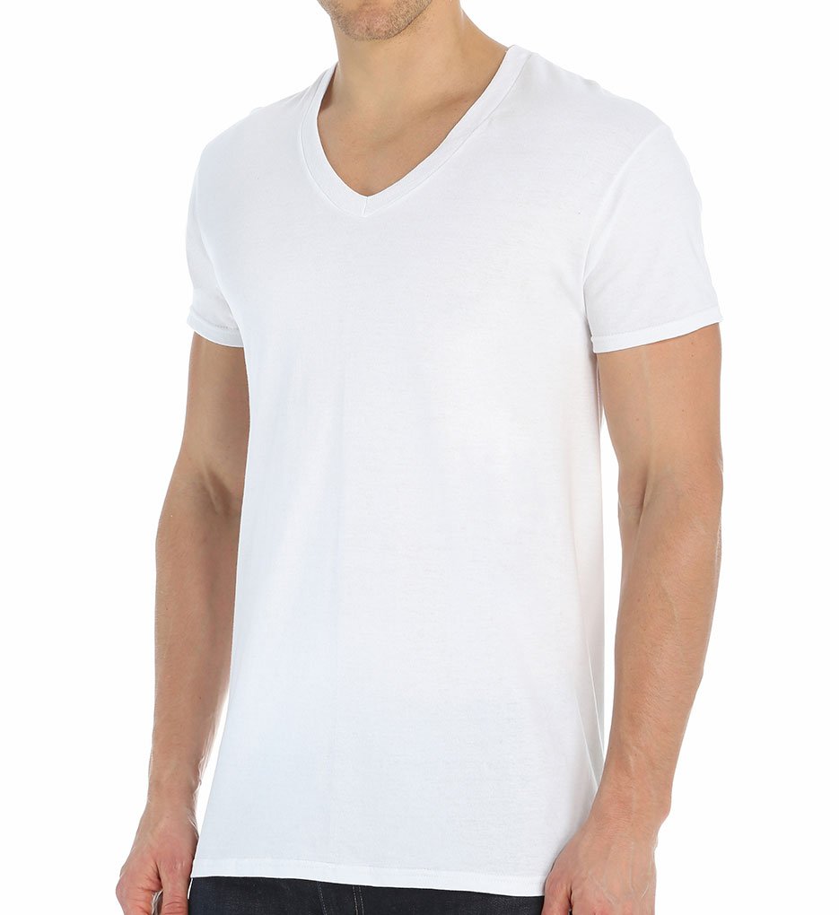 Fruit of the Loom Men'sExtended Sizes V-Neck T-Shirt, White, XXX-Large(Pack of 3)
