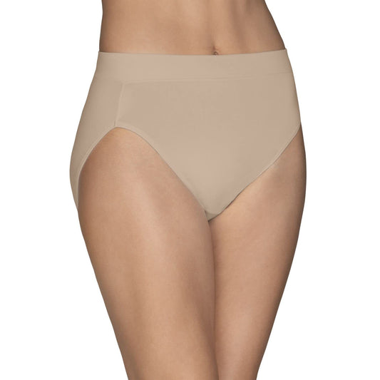 Vanity Fair Womens Beyond Comfort Hi-Cut Panty, 9, Damask Neutral