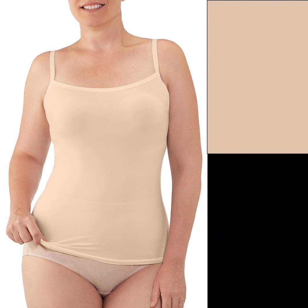 Fruit of the Loom Plus Size Women's 2pk Seamless Cami, 1 Black / 1 Nude, XXX-Large
