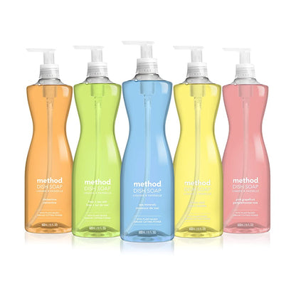 Method Gel Dish Soap, Sea Minerals Scent, Biodegradable Formula, Tough on Grease & Stuck-on Food, Cruelty Free Formula, Made with Recycled Plastic, 18 Fl Oz (Pack of 6)