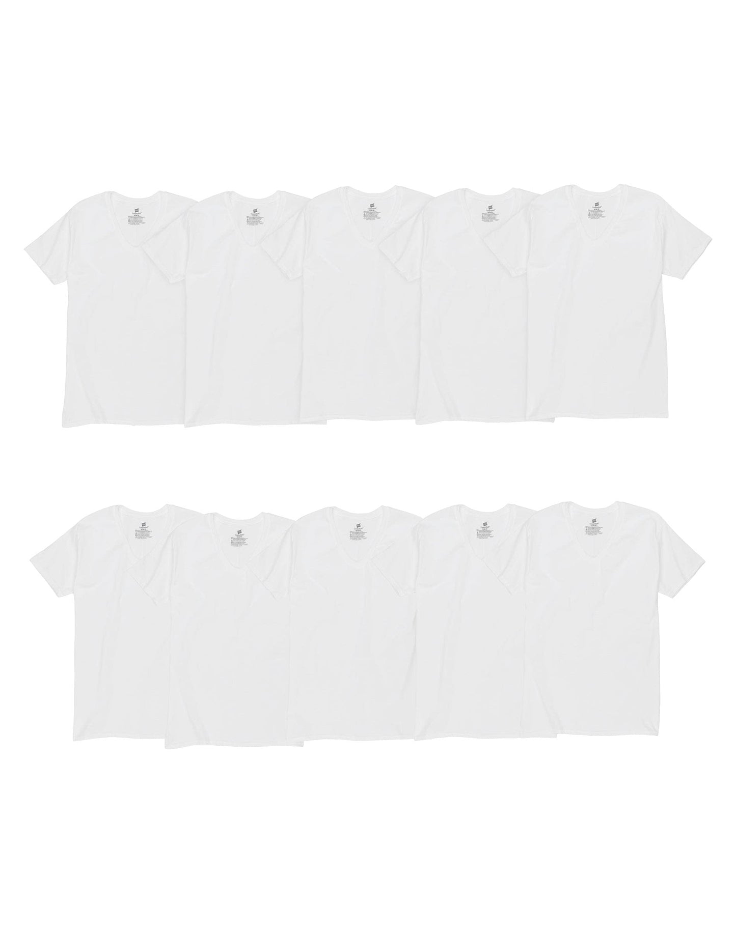 Hanes Men's White V-Neck Super Value 10-Pack, Best Cotton Undershirts, Stay-Tucked T-Shirts