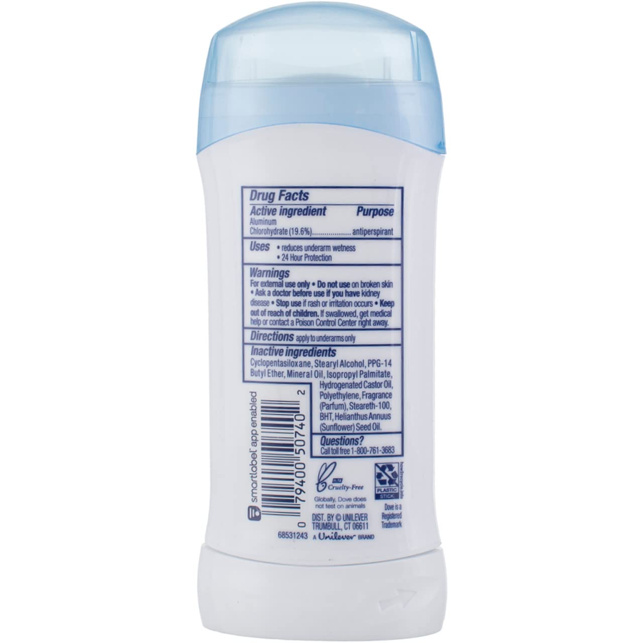 Dove Deodorant 2.6 Ounce Invisible Solid Sensitive Skin (76ml) (6 Pack)
