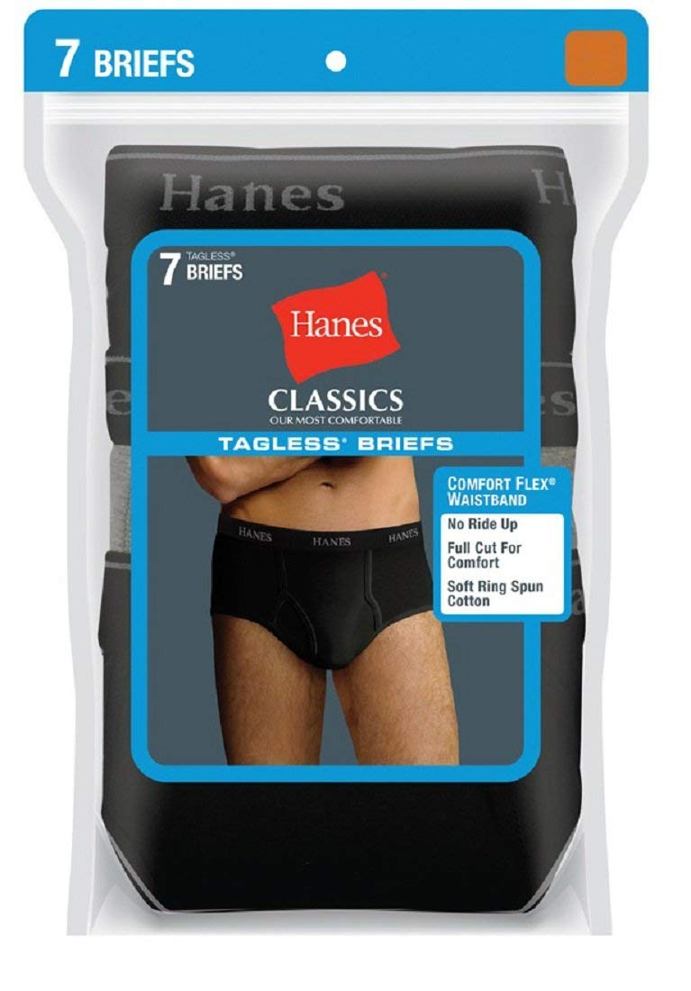 Hanes Men's Classics Tagless Comfort Flex Waistband Brief; Large; Black/Gray; (3 Packs of 7 Each)