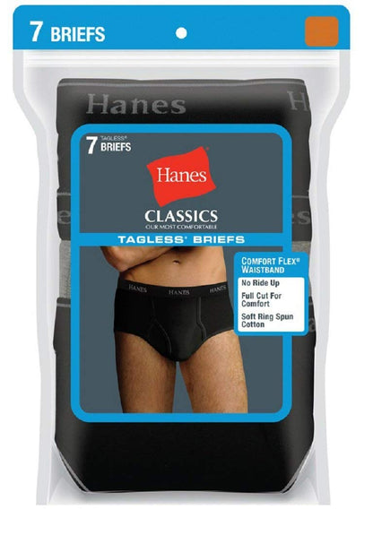 Hanes Men's Classics Tagless Comfort Flex Waistband Brief; Large; Black/Gray; (3 Packs of 7 Each)