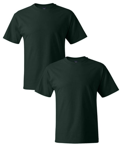 Hanes Men's Short Sleeve Beefy-T (Pack of 2), Deep Forest, Large
