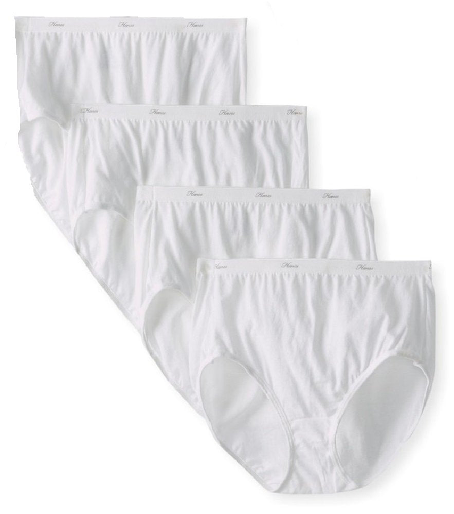 Hanes Women's 4Pack White Cotton Briefs Ladies Panties Underwear 6