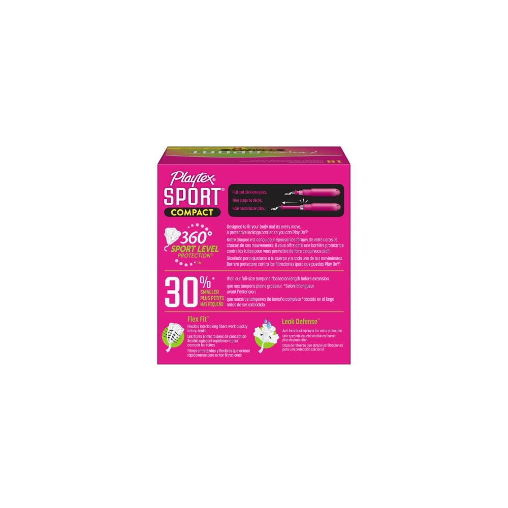 Playtex Sport Regular Absorbency Compact Tampons with Flex-Fit Technology (Pack of 4)