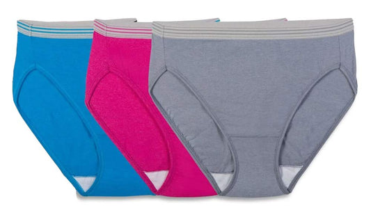 Fruit of the Loom Women's Tag Free Assorted Cotton Panties, 3 Pack (3 Pack - Hi-Cuts - Assorted Colors, 10)