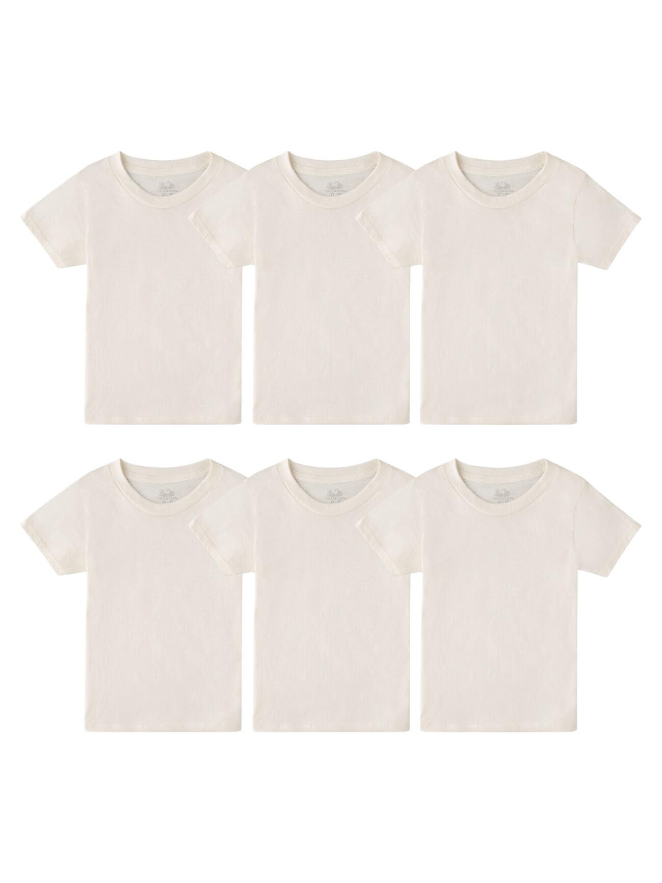 Fruit of the Loom Toddler Boys Cotton Crew Nect T Shirt 6 Pack Natural