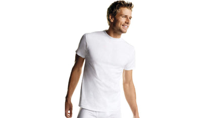Hanes Men's 5Pack Crew Neck Tagless White Undershirts Crewneck T-Shirts, S