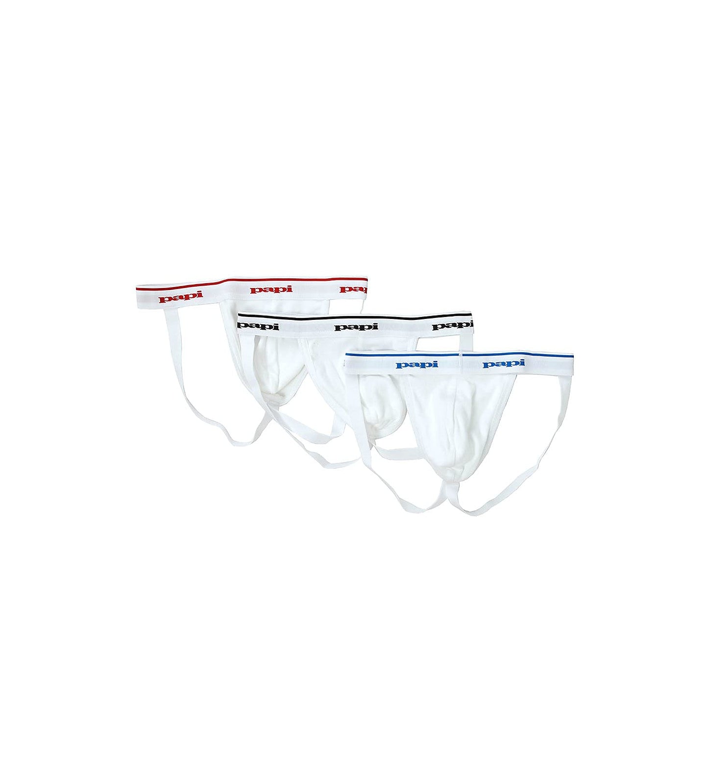 papi Men's 3-Pack Jockstrap, Athletic Supporter, Breathable Male Workout Underwear, Lychee/Prince Blue/Black, X-Large