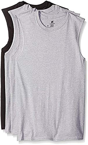Hanes Men's Sport Styling Cotton Sleeveless T-Shirts w/Cool DRI 4-Pack (Black Cotton Sleeveless Crew, XX-Large)