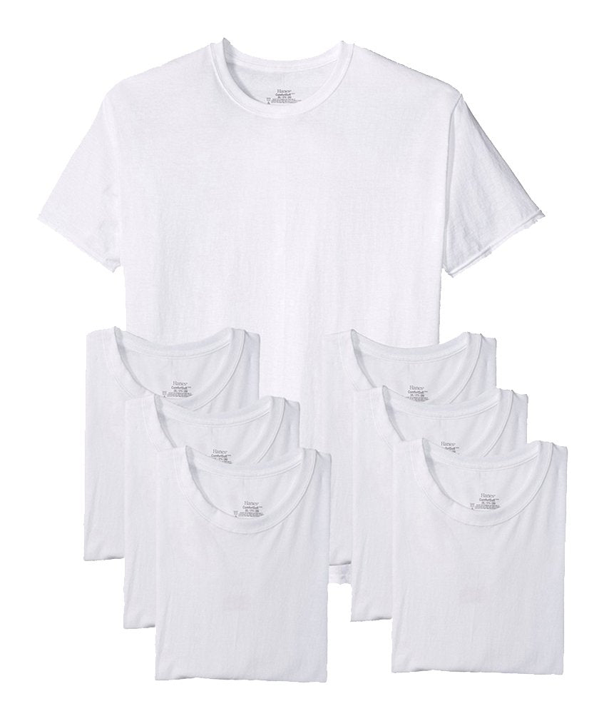 Hanes Men's Classics 7 Pack Crew Neck Tee (Large, White)