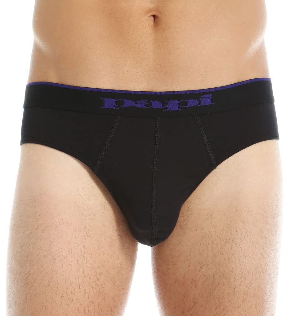 Papi Men's 3-Pack Cotton Stretch Brief, Black/Cobalt/Blue, X-Large