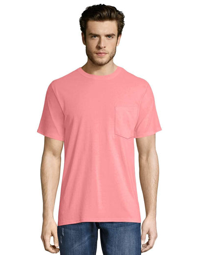 Hanes Adult Workwear Pocket T-Shirt-Safety Pink-XL