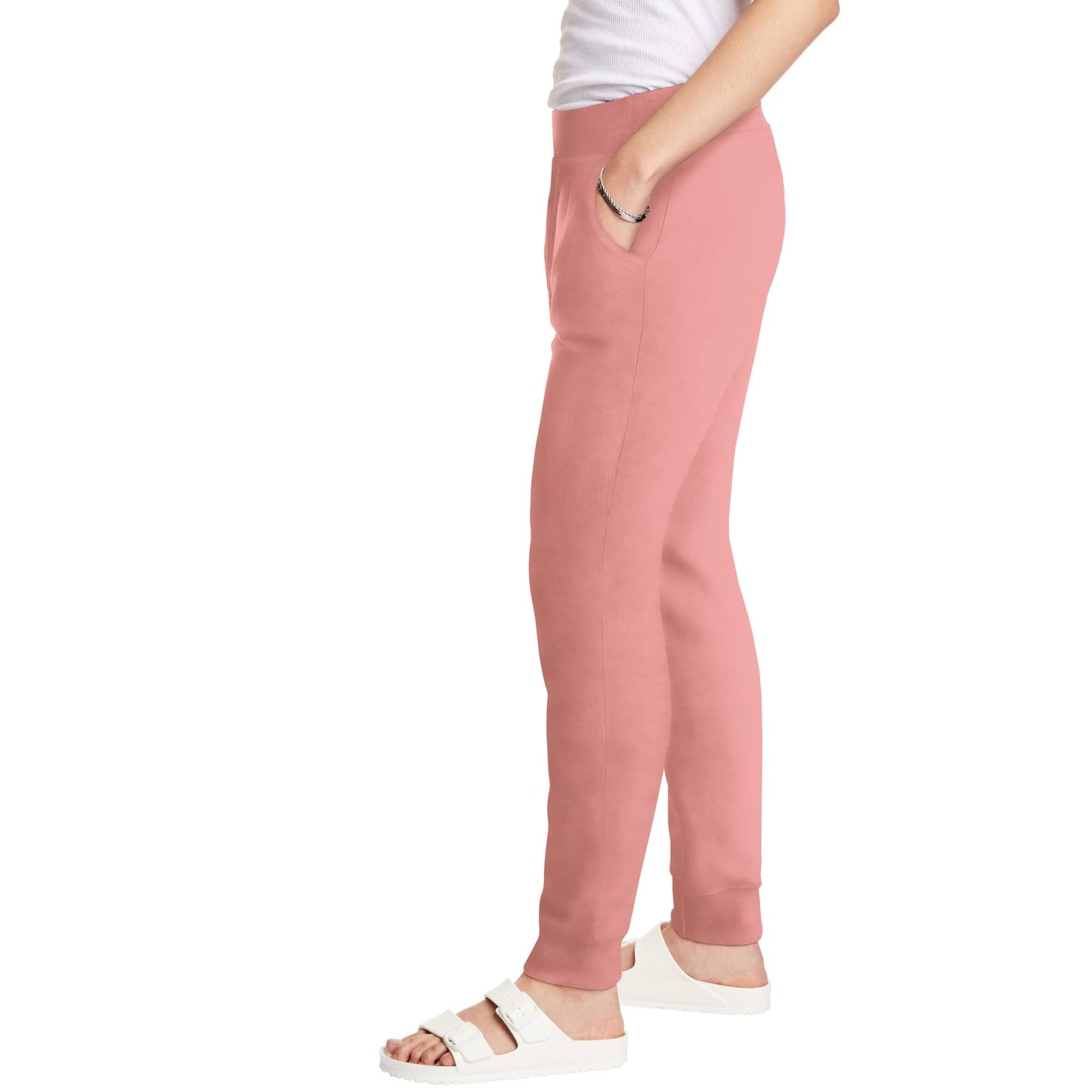 Hanes Comfortblend EcoSmart Joggers, Midweight Cotton-Blend Fleece Sweatpants for Women, Mauve