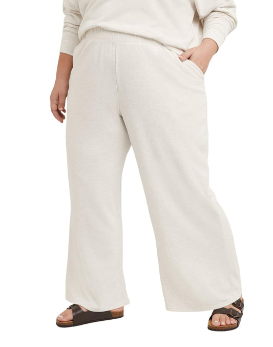 Hanes Comfortblend Women's Standard Originals Fleece Palazzo Pants, Soft Brushed Flare Leg Sweatpants, 28.5", Plus Sizes, Wheat Heather