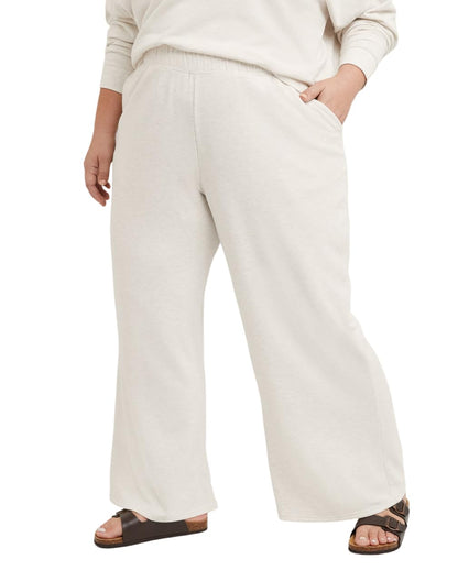 Hanes Comfortblend Women's Standard Originals Fleece Palazzo Pants, Soft Brushed Flare Leg Sweatpants, 28.5", Plus Sizes, Wheat Heather