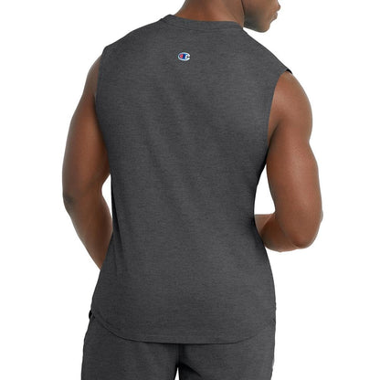 Champion Mens Muscle Tank, Classic Graphic Tee, Sleeveless T-shirt For (Reg. Or Big & Tall), Granite Heather Script, X-Large US