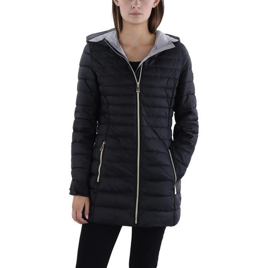 Tahari Womens Insulated Lightweight Puffer Jacket Black XL