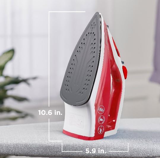 BLACK+DECKER Variable Control Compact Iron, TrueGlide Premium Nonstick Soleplate, Ergonomic Mist/Steam Burst, Red