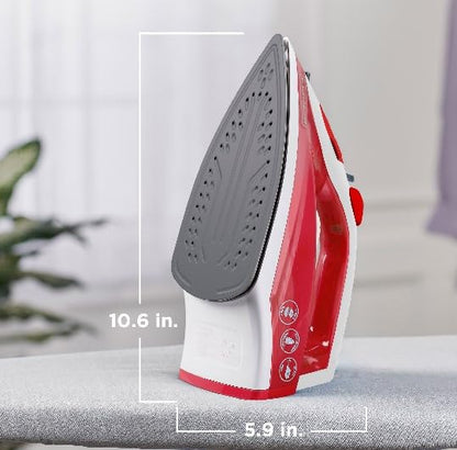 BLACK+DECKER Variable Control Compact Iron, TrueGlide Premium Nonstick Soleplate, Ergonomic Mist/Steam Burst, Red