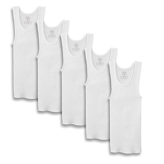 Fruit of the Loom Boys' 8-Pack White 100% Cotton A-Shirts (XS (Height 41"-44"))