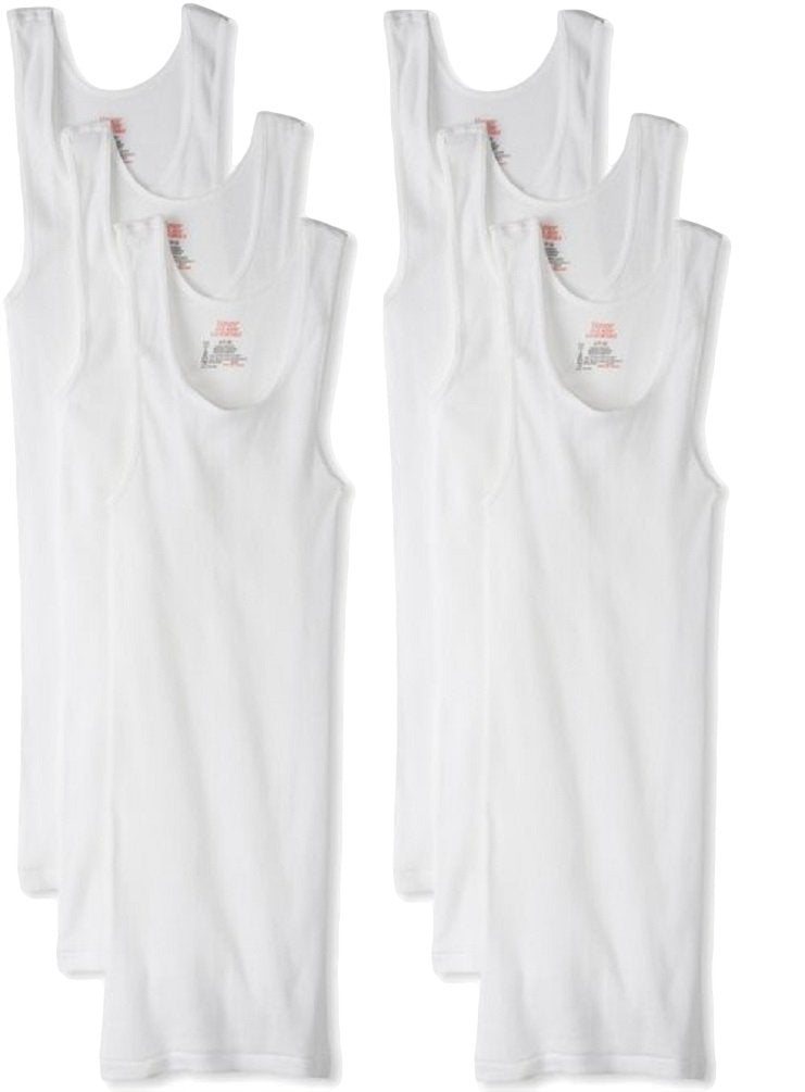 Hanes Men's Cotton Tank Undershirts Pack, Moisture-Wicking Ribbed Tanks, Lightweight Cotton Tank Undershirts (White (6 Pack of Shirts), X-Large)