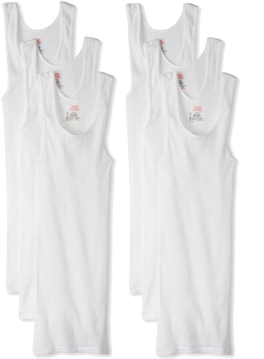 Hanes Men's Cotton Tank Undershirts Pack, Moisture-Wicking Ribbed Tanks, Lightweight Cotton Tank Undershirts (White (6 Pack of Shirts), X-Large)