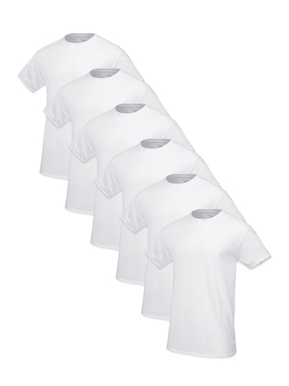 Fruit of the Loom Men's Tag-Free Cotton Undershirts, Tall Man-Crew-6 Pack White, X-Large