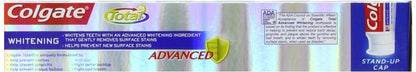 (PACK OF 6 TUBES) Colgate Total ADVANCED TOOTH WHITENING Toothpaste. Whitens & Removes Surface Stains! ANTI-CAVITY FLUORIDE, ANTI-GINGIVITIS & ANTI-PLAQUE! (Pack of 6 Tubes, 8.0oz each Tube)