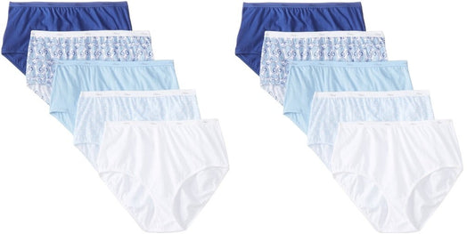 Hanes Women's 10Pack Assorted Cotton Briefs Ladies Panties Underwear 6
