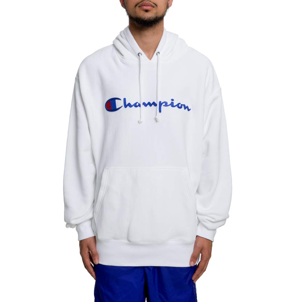 Champion Men's Reverse Weave Pullover Script Logo, White-Y07471, LARGE