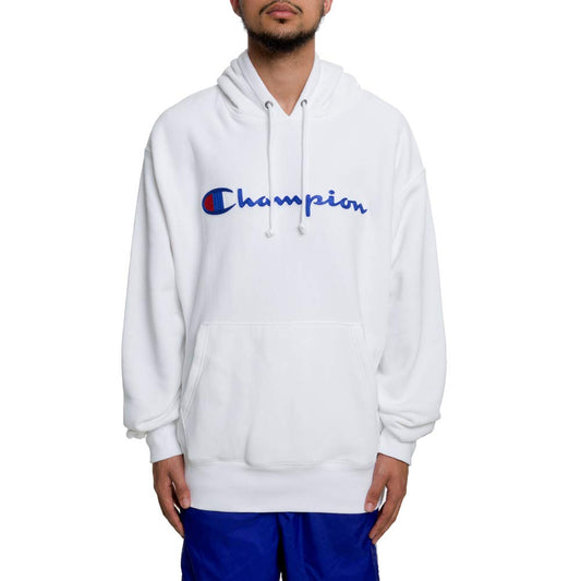 Champion Men's Reverse Weave Pullover Script Logo, White-Y07471, LARGE