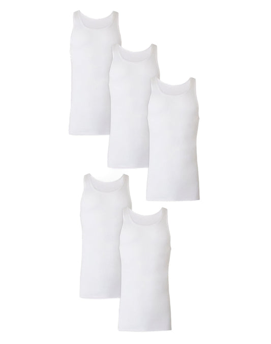 Hanes Ultimate® Tall Man Cool Comfort® White Tank Top 5-Pack (as1, Alpha, x_l, Regular, Tall)