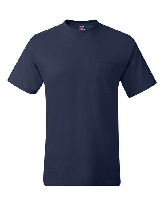 Men's 6.1 oz Hanes BEEFY-T T-Shirt w/Pocket NAVY SIZE 3X