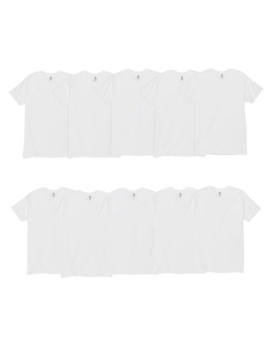 Hanes Men's White Super Value 10-Pack, Best Cotton Undershirts, Stay-Tucked T-Shirts