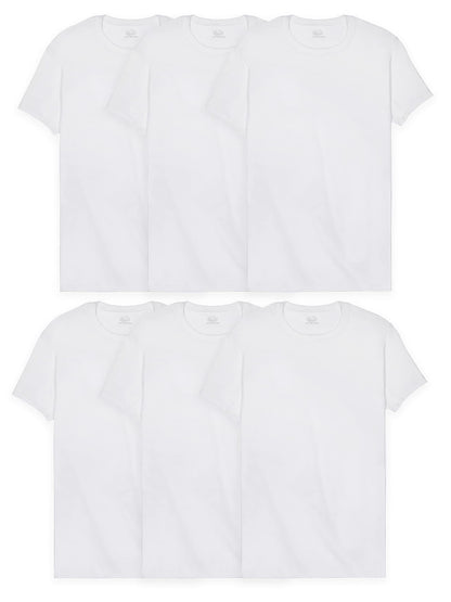 Fruit of the Loom Men's Eversoft Stay Tucked Crew T-Shirt, Regular-6 Pack White-Cotton Mesh Coolzone Underarm, x_l