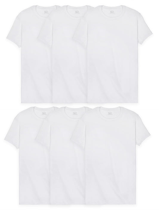 Fruit of the Loom Men's Eversoft Stay Tucked Crew T-Shirt, Regular-6 Pack White-Cotton Mesh Coolzone Underarm, x_l