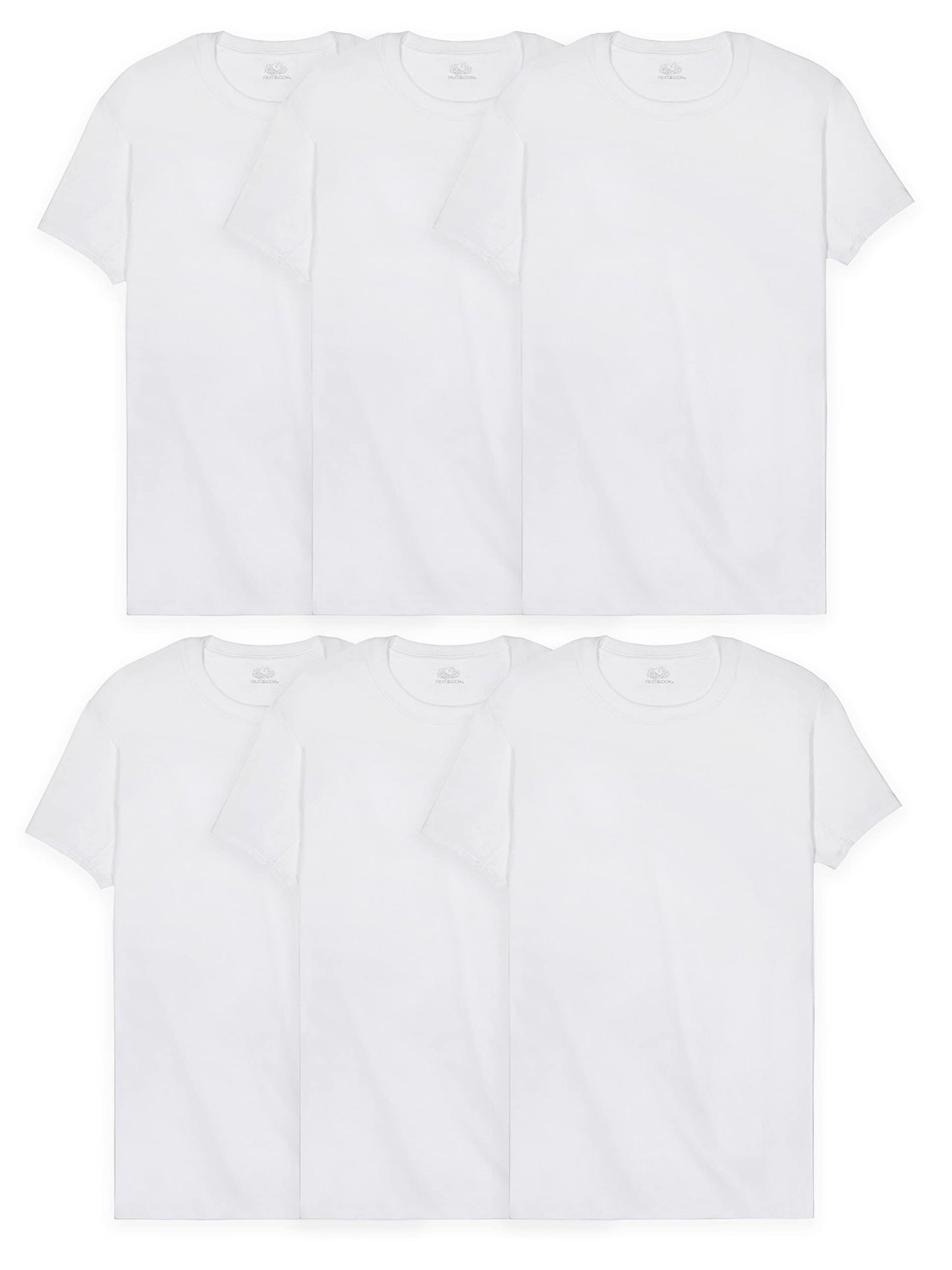 Fruit of the Loom Men's Eversoft Stay Tucked Crew T-Shirt, Regular-6 Pack White-Cotton Mesh Coolzone Underarm, x_l