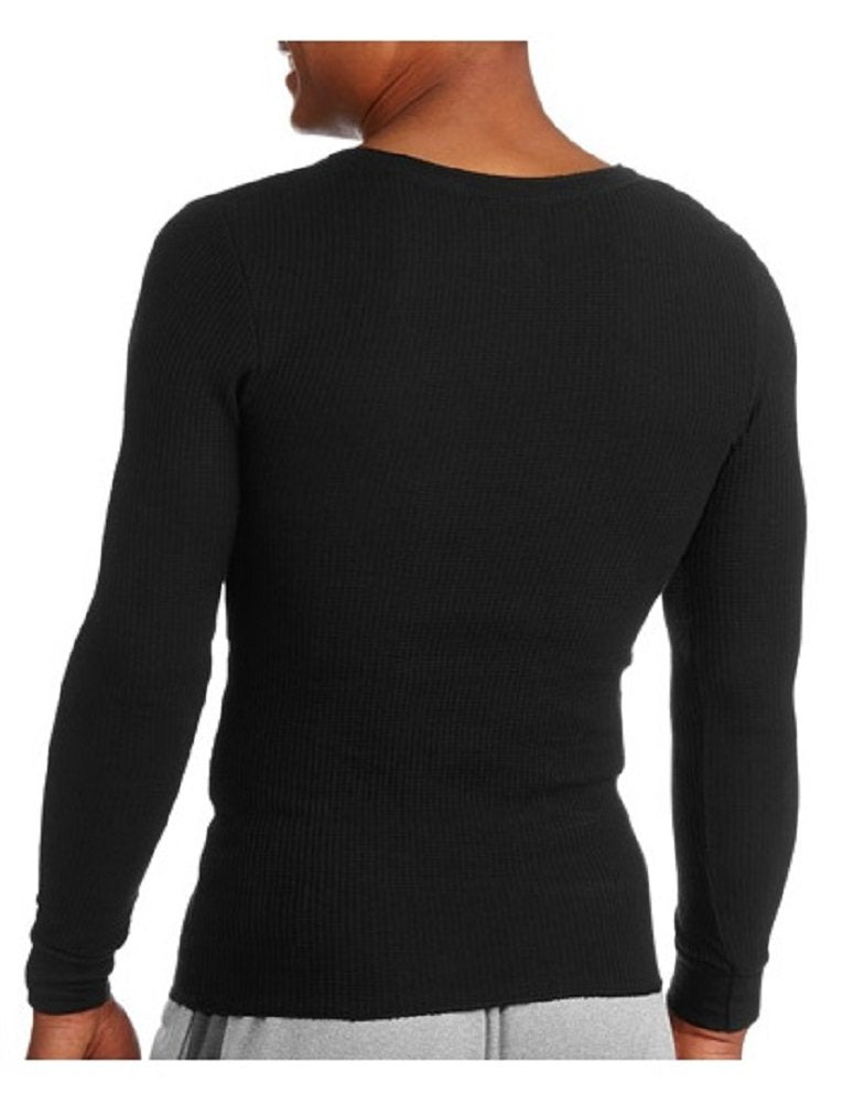 Fruit of the Loom Men's Classic Midweight Waffle Thermal Underwear Crew Top (1 & 2 Packs), Black Soot, XX-Large