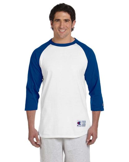 Champion Men's Raglan Baseball T-Shirt, White/C Gold, X-Large