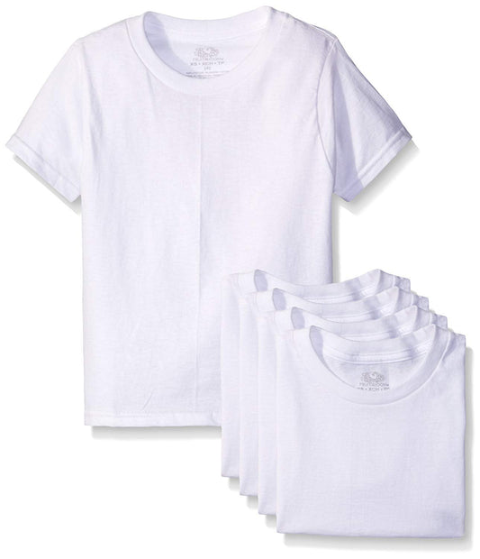 Fruit of the Loom Boys White Crews Tee, Large (Pack of 5)