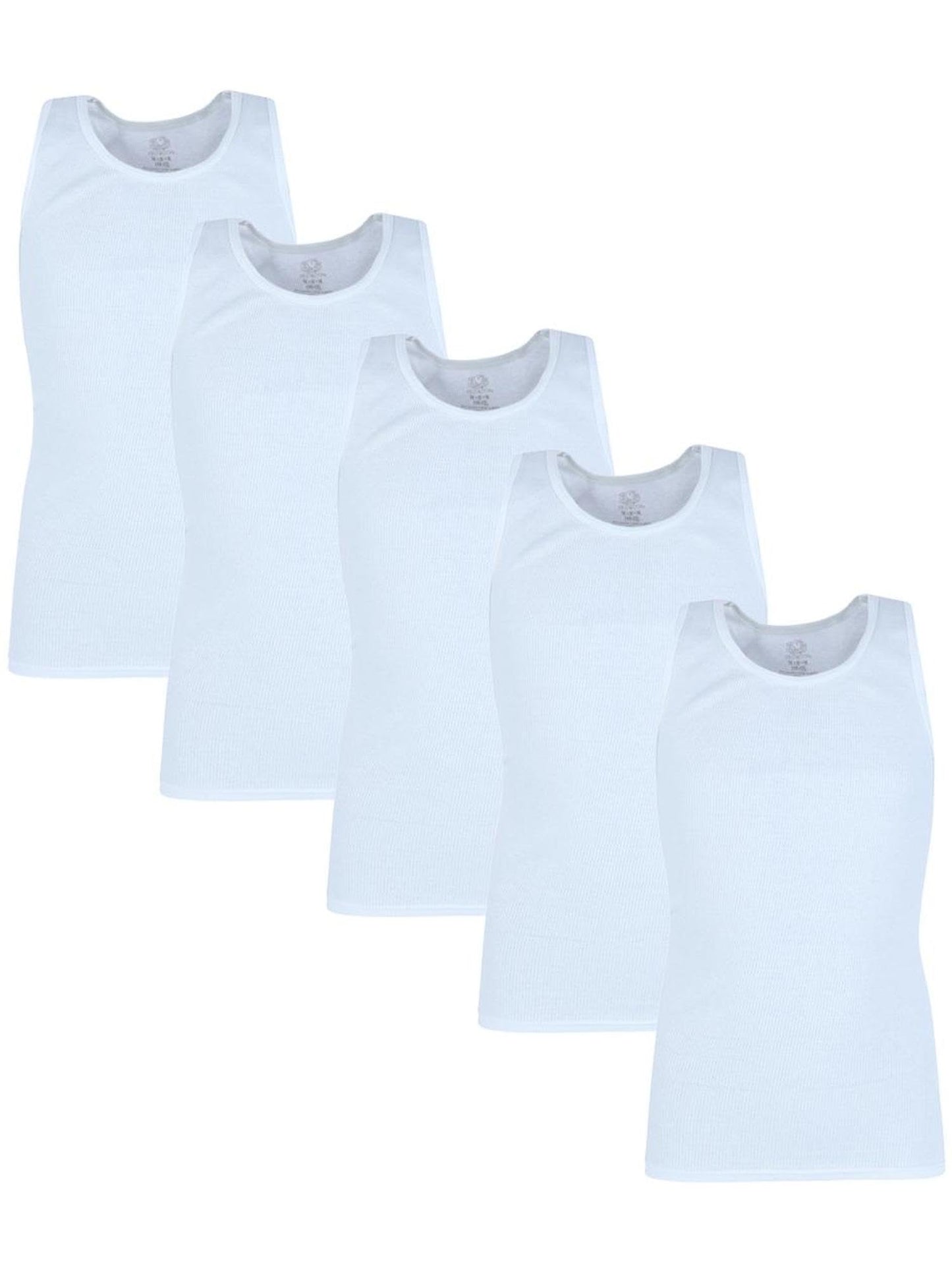 Fruit of The Loom Boy's Tank Top a Shirts 5 Pack White Size Medium